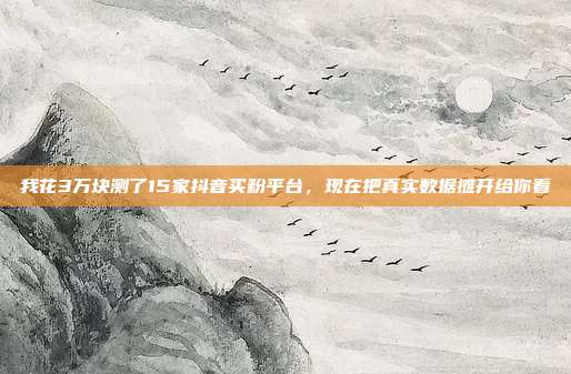 我花3万块测了15家抖音买粉平台，现在把真实数据摊开给你看