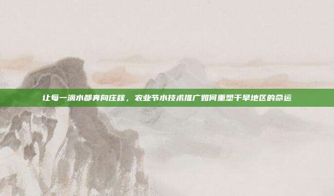 让每一滴水都奔向庄稼，农业节水技术推广如何重塑干旱地区的命运
