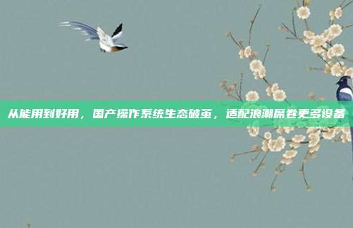 从能用到好用，国产操作系统生态破茧，适配浪潮席卷更多设备