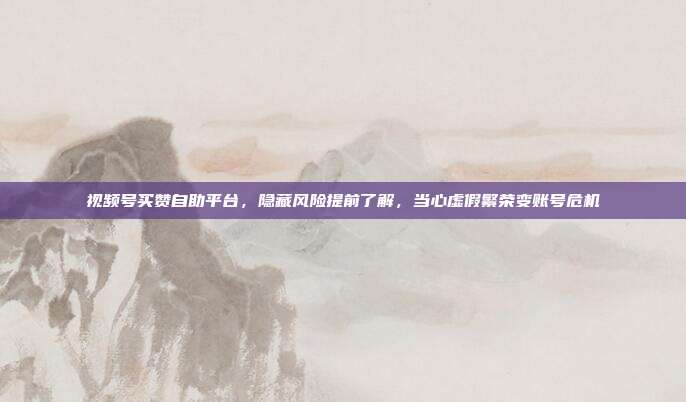 视频号买赞自助平台，隐藏风险提前了解，当心虚假繁荣变账号危机