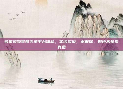 多家视频号赞下单平台体验,实话实说,水很深,但也不是没有鱼