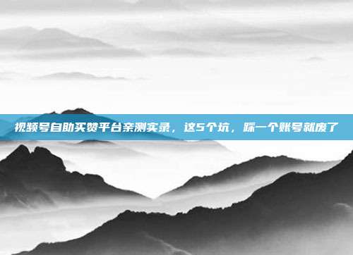 视频号自助买赞平台亲测实录，这5个坑，踩一个账号就废了