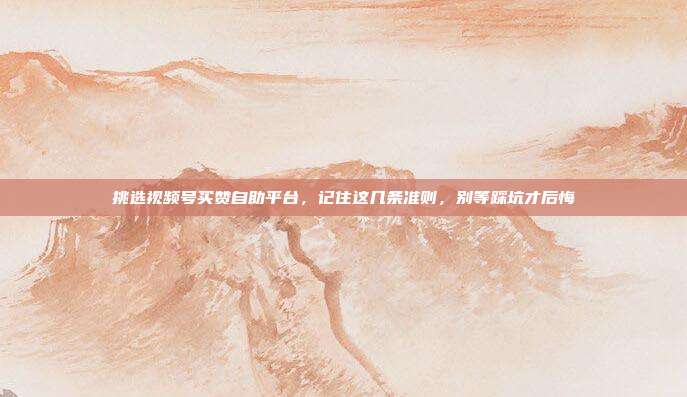 挑选视频号买赞自助平台,记住这几条准则,别等踩坑才后悔