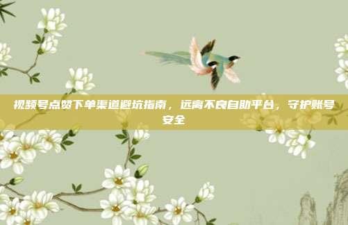 视频号点赞下单渠道避坑指南,远离不良自助平台,守护账号安全