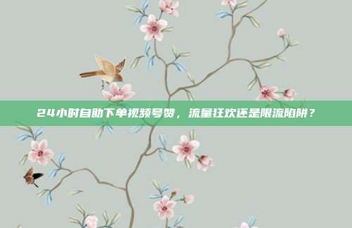 24小时自助下单视频号赞，流量狂欢还是限流陷阱？
